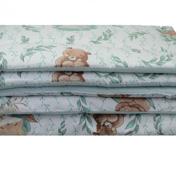 Set lenjerie de pat 3 piese pilota, perna si protectie laterala 120 x 90 cm MimiNu 287062, Verde [3]