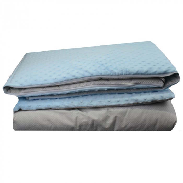 Set lenjerie de pat 3 piese pilota, perna si protectie laterala 135 x 100 cm MimiNu 281688-1, Albastru [3]