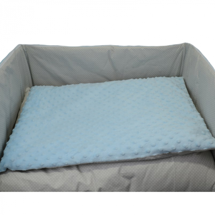 Set lenjerie de pat 3 piese pilota, perna si protectie laterala 135 x 100 cm MimiNu 281688-1, Albastru [6]