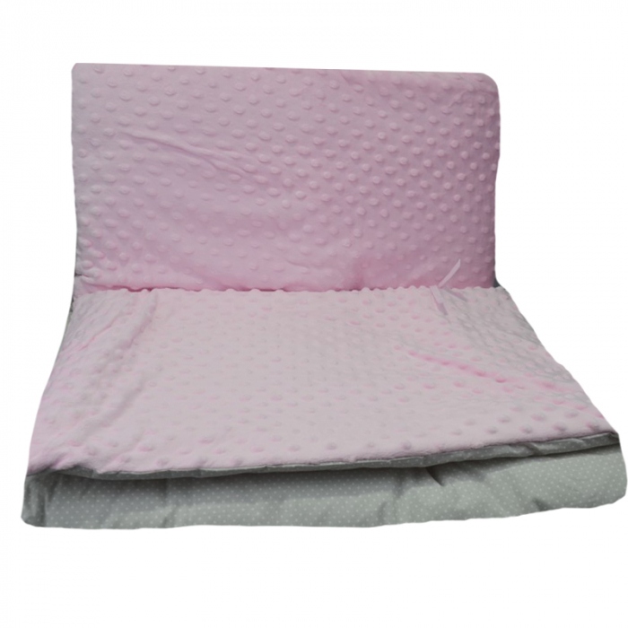 Set lenjerie de pat 3 piese pilota, perna si protectie laterala 135 x 100 cm MimiNu 281688, Roz [2]