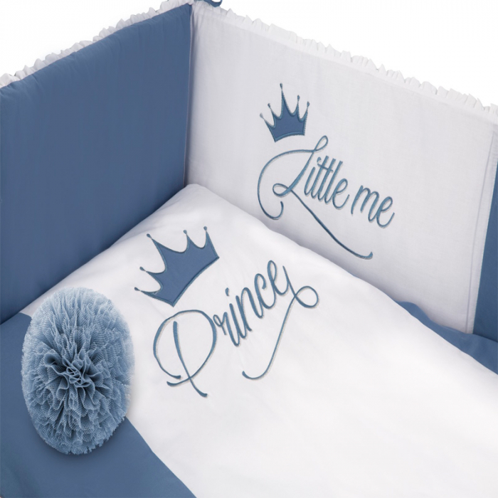 Set lenjerie de pat 5 piese 100 x 135 cm pentru baieti Belisima Royal Baby P01-942, Albastru [2]