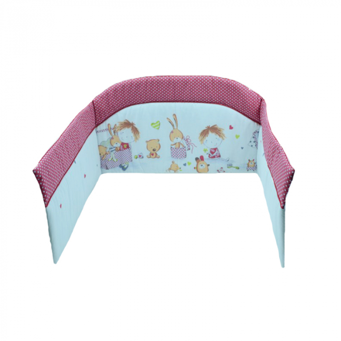 Set lenjerie de pat 5 piese 100 x 135 cm pentru bebelusi Blanca F96, Multicolor [3]