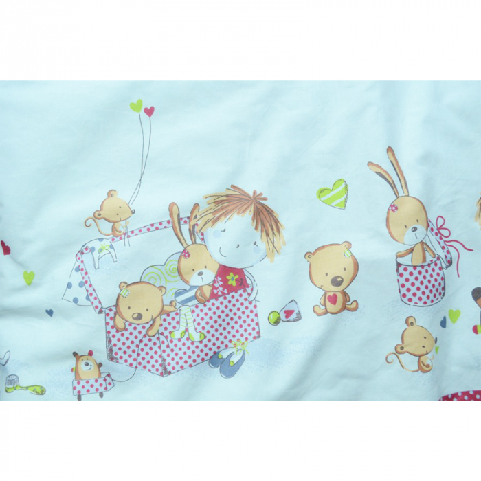 Set lenjerie de pat 5 piese 100 x 135 cm pentru bebelusi Blanca F96, Multicolor [2]