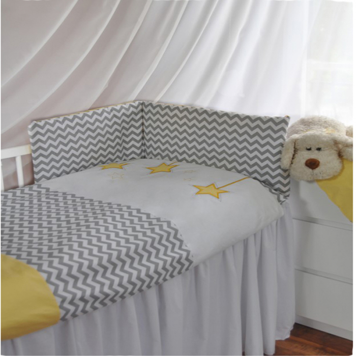 Set lenjerie de pat 5 piese 100 x 135 cm pentru copii Belisima Gwiezdny Pyl 034, Galben [5]