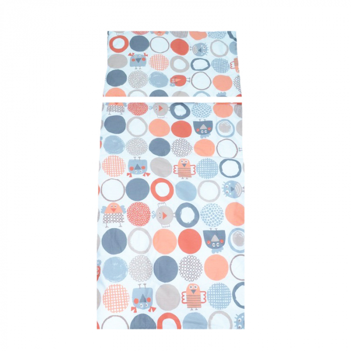 Set lenjerie de pat 5 piese 135 x 100 cm pentru bebelusi Blanca F39, Multicolor [3]