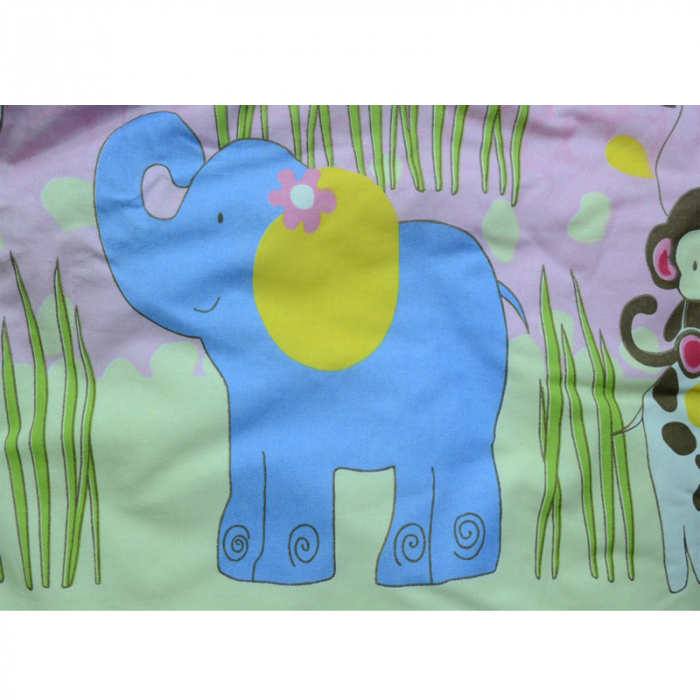 Set lenjerie de pat 5 piese 135 x 100 cm pentru bebelusi IKS 2 Jungle LPIJ6-R, Multicolor [2]