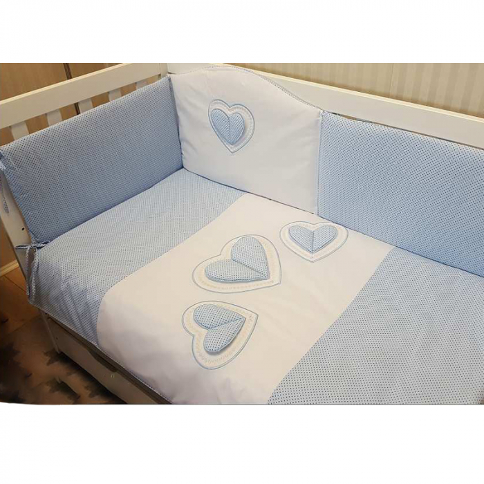 Set lenjerie de pat 5 piese 90 x 120 cm pentru baieti Belisima 3 Serca P01-683, Albastru [2]