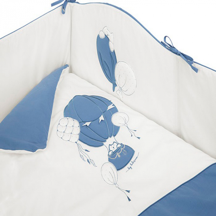 Set lenjerie de pat 5 piese 90 x 120 cm pentru baieti Belisima Baloniki P02-0052, Alb [4]