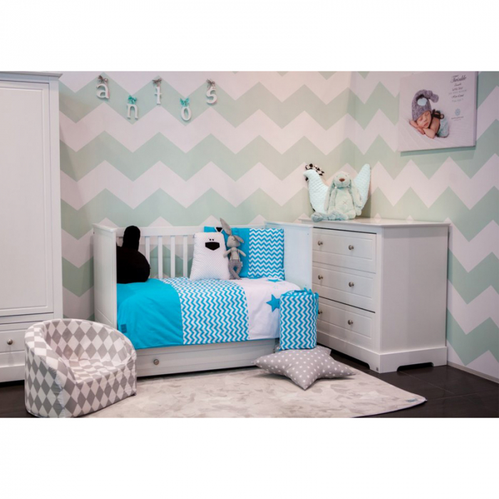 Set lenjerie de pat 5 piese 90 x 120 cm pentru baieti Belisima Gwiezdny Pyl P01-236, Turcoaz [2]