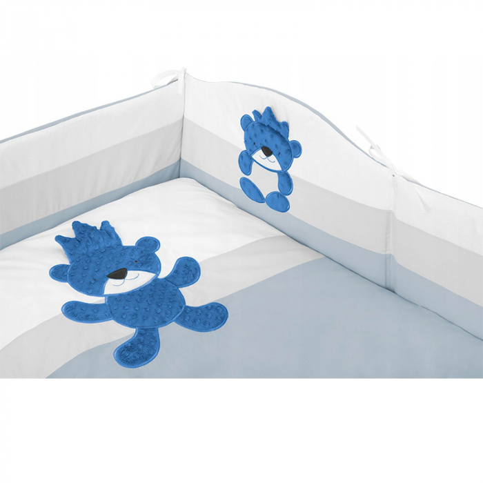 Set lenjerie de pat 5 piese 90 x 120 cm pentru baieti Belisima Krol Mis P02-0159, Albastru [3]