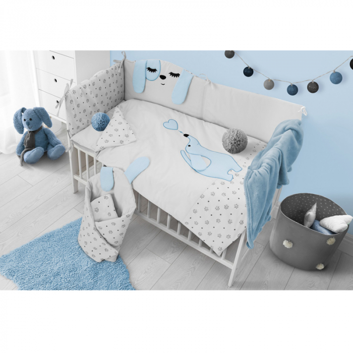 Set lenjerie de pat 5 piese 90 x 120 cm pentru baieti Belisima Piesio P01-955, Gri [2]