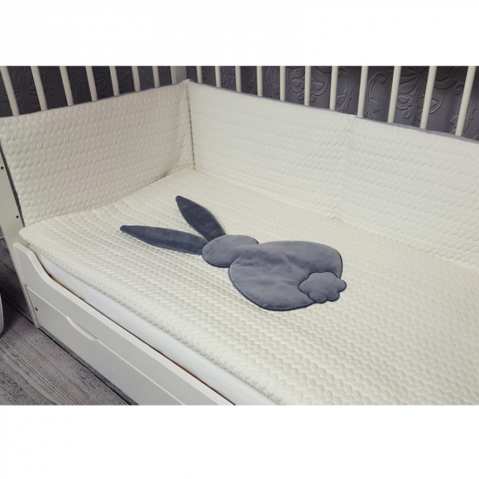 Set lenjerie de pat 5 piese 90 x 120 cm pentru copii Belisima Krolik Sweter P01-754, Crem [2]