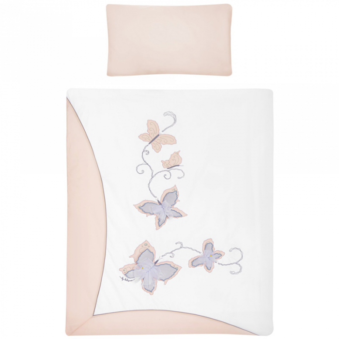 Set lenjerie de pat 5 piese 90 x 120 cm pentru fete Belisima Papilo P02-0440, Alb [2]