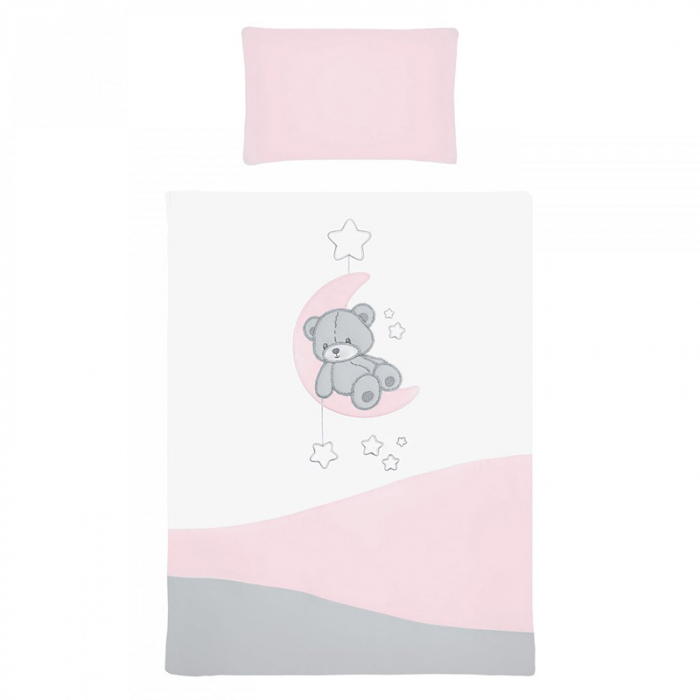 Set lenjerie de pat 5 piese 90 x 120 cm pentru fete Belisima Tedy Bear P02-0030, Roz [2]