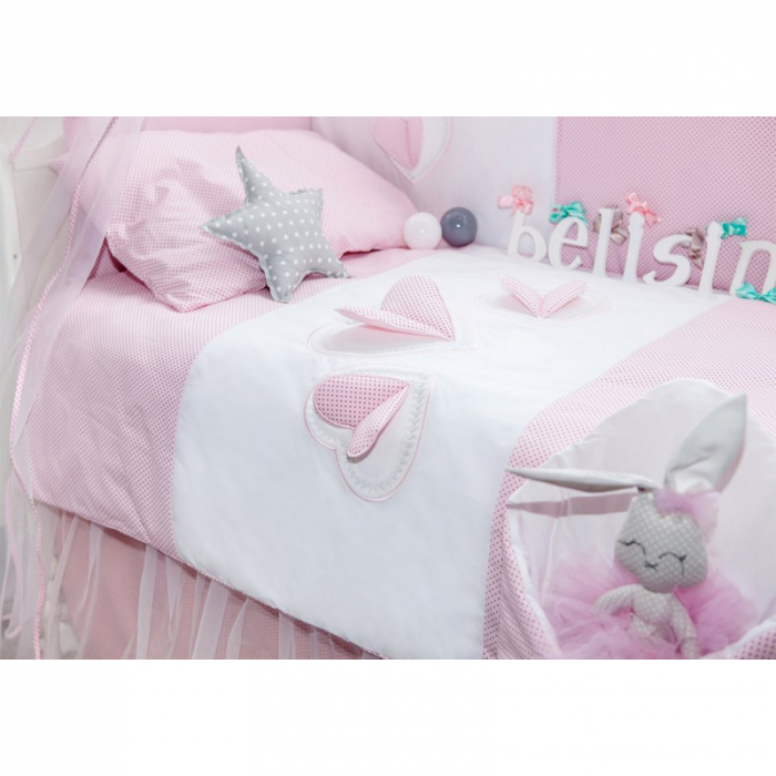 Set lenjerie de pat 5 piese pentru fete Belisima 3 Serca P01-690, Multicolor [4]