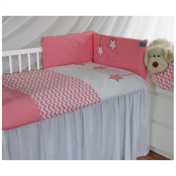 Set lenjerie de pat 5 piese pentru bebelusi Belisima Gwiezdny P01-036R, Multicolor [3]