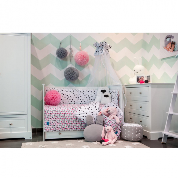 Set lenjerie de pat 5 piese pentru bebelusi Belisima Kociaki P01-635R, Multicolor [4]