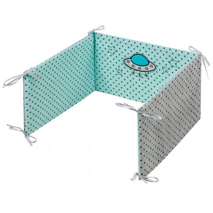 Set lenjerie de pat 5 piese pentru bebelusi Belisima Kosmiczny P01-700AL, Multicolor [2]