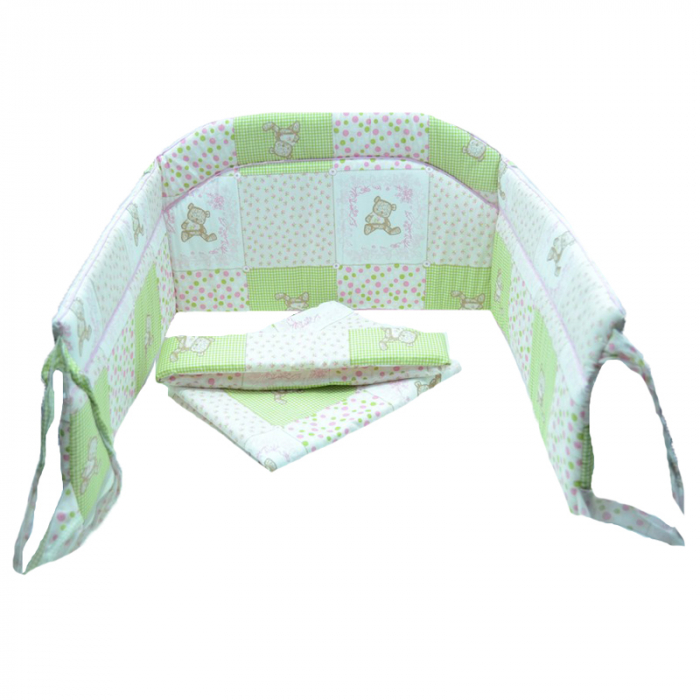 Set lenjerie de pat 6 piese 100 x 135 cm pentru bebelusi Blanca F35, Multicolor [2]