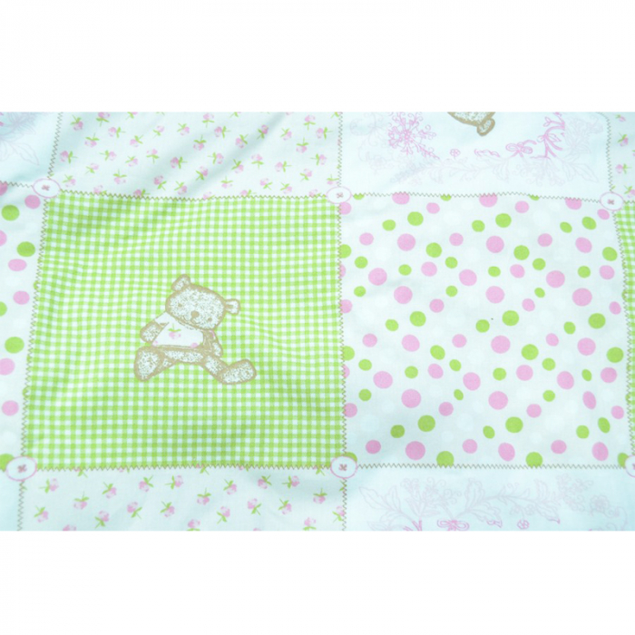 Set lenjerie de pat 6 piese 100 x 135 cm pentru bebelusi Blanca F35, Multicolor [3]