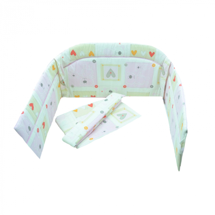 Set lenjerie de pat 6 piese 135 x 100 cm pentru bebelusi Blanca F29, Multicolor [3]