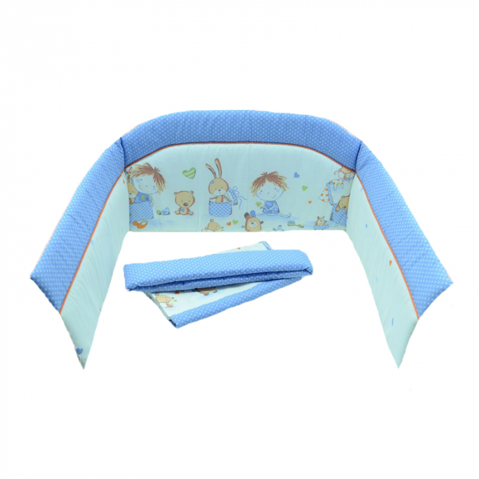 Set lenjerie de pat 6 piese 135 x 100 cm pentru bebelusi Blanca F90, Multicolor [3]