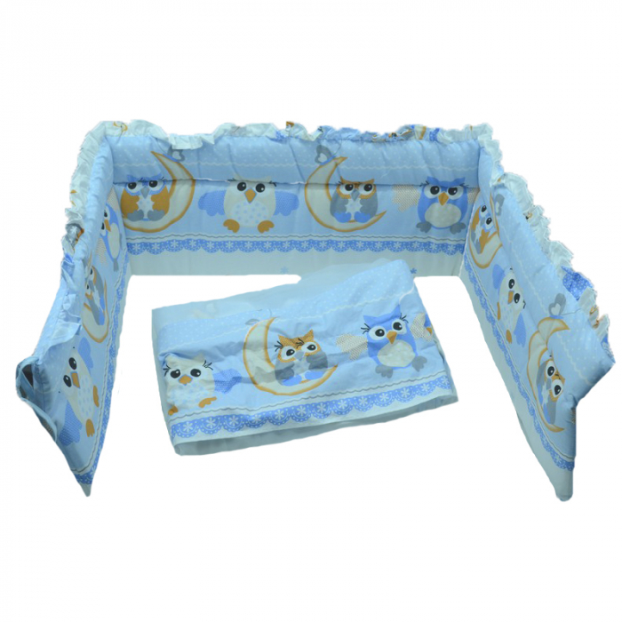 Set lenjerie de pat 6 piese 135 x 100 cm pentru bebelusi Semma SLPSB, Multicolor [3]