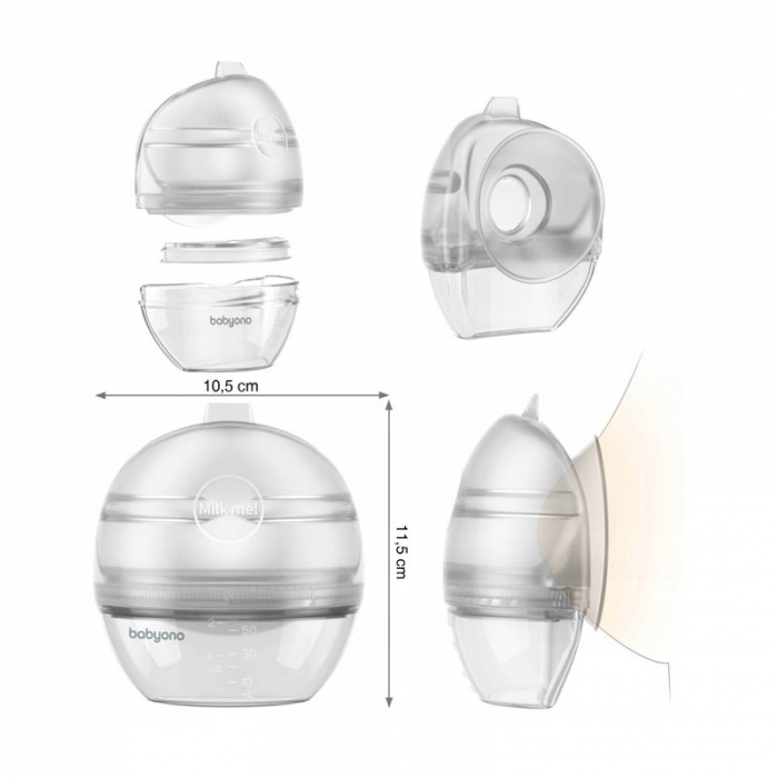 Pompa de san manuala si colector lapte BabyOno 1400, Transparent [2]