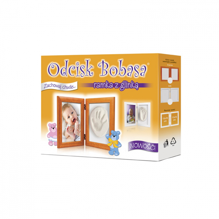 Set rama foto si amprenta pentru bebelusi 13 x 18 cm Odcisk Bobasa 568025, Maro [3]