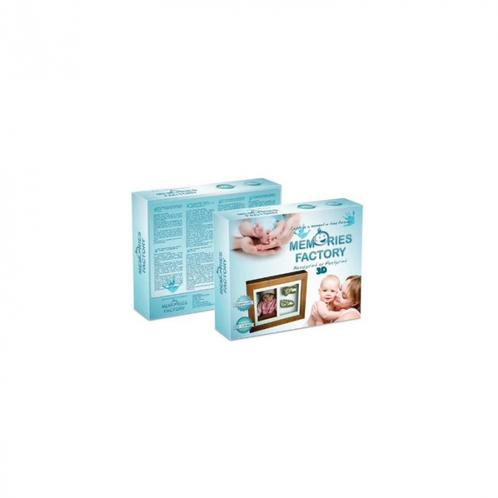 Set rama foto si amprenta pentru bebelusi 3D 29 x 24,5 cm Mini Junior RMFD, Maro [2]
