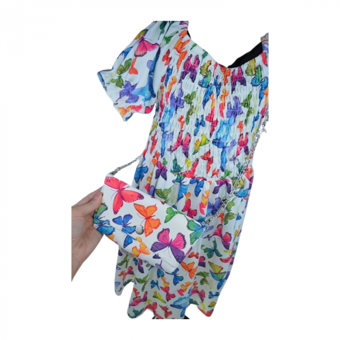 Set rochie casual si geanta pentru fete, Lucky, LK7132M, Multicolor [2]