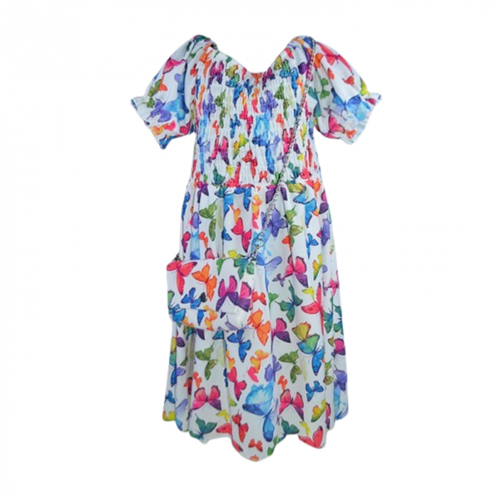 Set rochie casual si geanta pentru fete, Lucky, LK7132M, Multicolor [1]