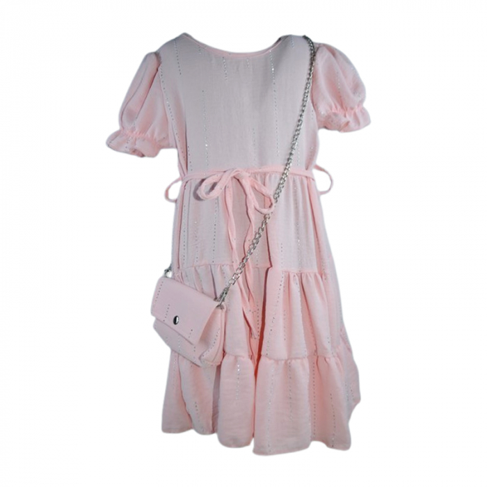 Set rochie casual si geanta pentru fete, Lucky, LK72515, Roz [1]