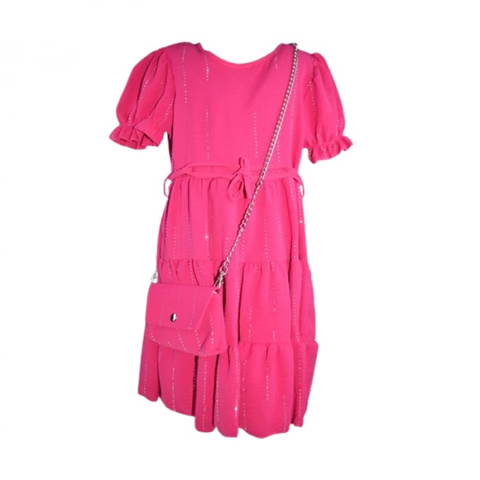 Set rochie casual si geanta pentru fete, Lucky, LK72515F, Fucsia [1]