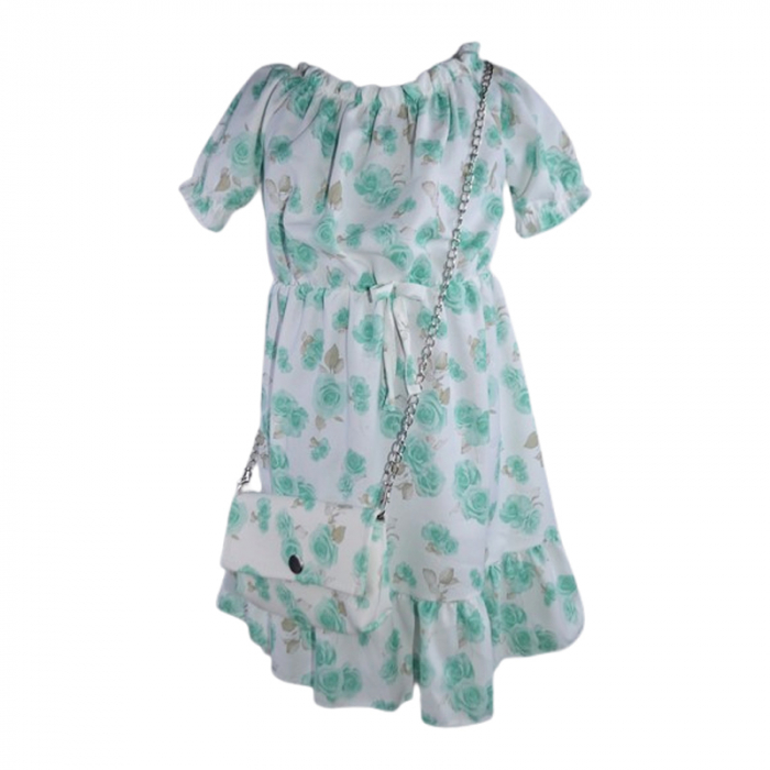 Set rochie casual si geanta pentru fete, Lucky, LK22104A, Verde [1]