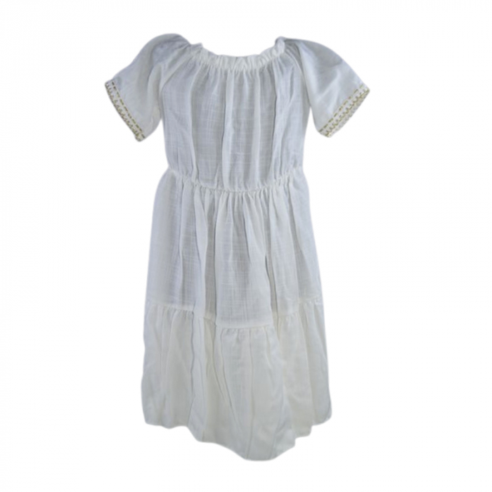Set rochie casual si geanta pentru fete, Mini Junior, Q9677, Alb [3]