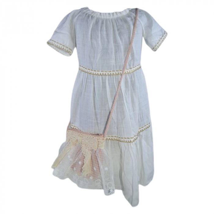 Set rochie casual si geanta pentru fete, Mini Junior, Q9677, Alb [1]
