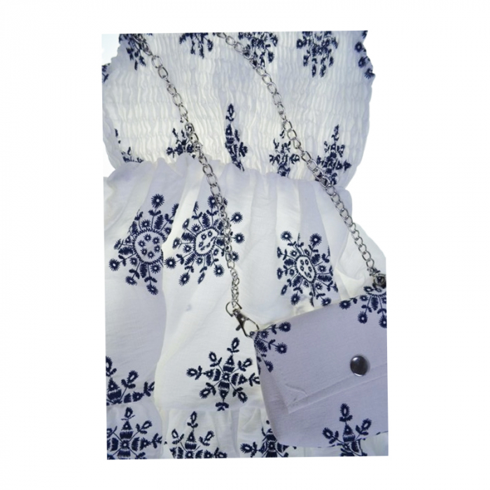 Set rochie casual si geanta pentru fete, Mini Junior, RMJ3006A, Alb [2]