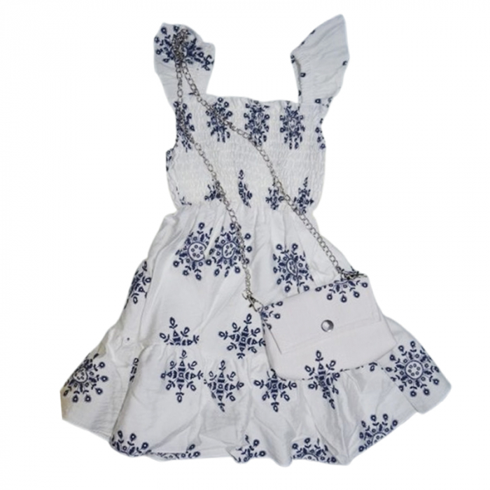 Set rochie casual si geanta pentru fete, Mini Junior, RMJ3006A, Alb [1]