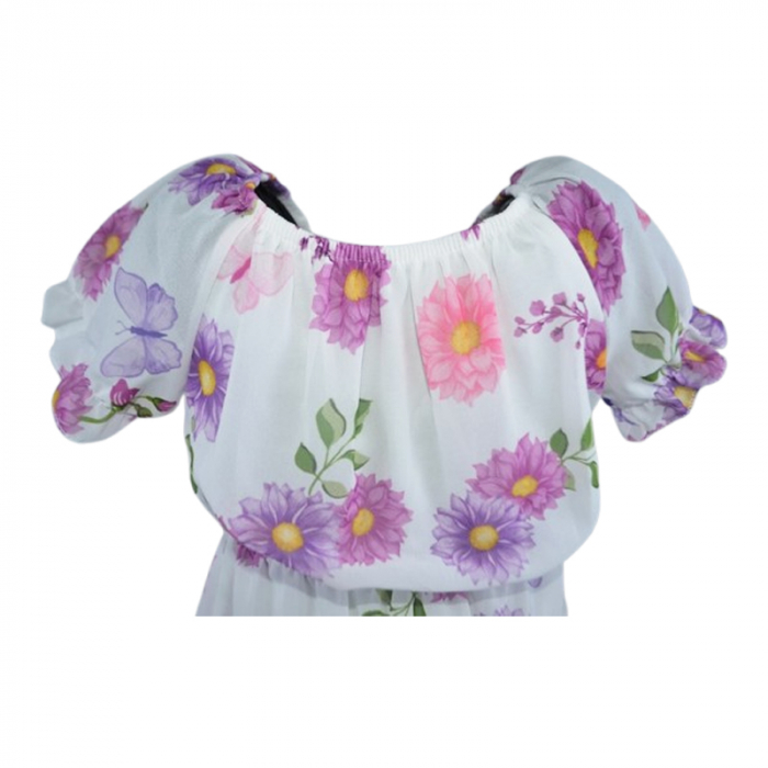 Set rochie, cu imprimeu floral si geanta pentru fete, Lucky, LK133M, Mov [2]