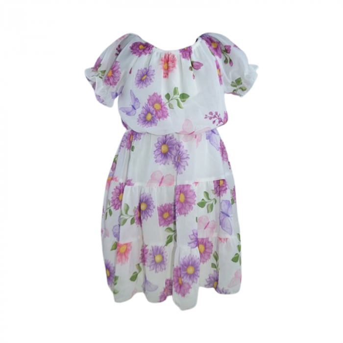 Set rochie, cu imprimeu floral si geanta pentru fete, Lucky, LK133M, Mov [4]