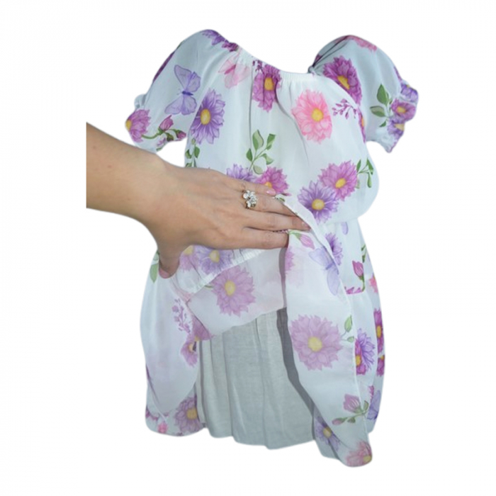 Set rochie, cu imprimeu floral si geanta pentru fete, Lucky, LK133M, Mov [5]
