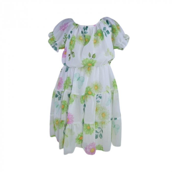 Set rochie, cu imprimeu floral si geanta pentru fete, Lucky, LK133V, Verde [4]