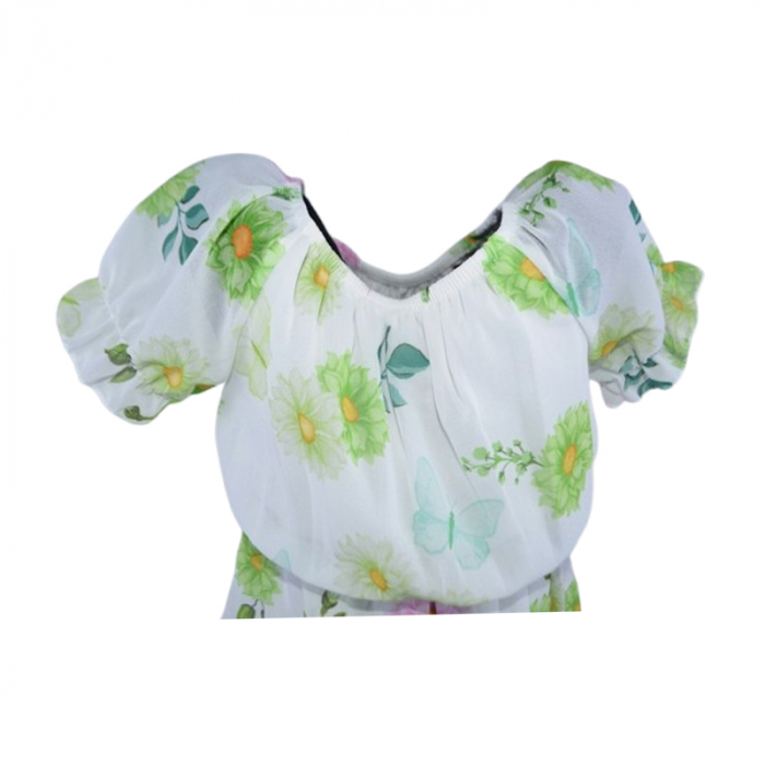 Set rochie, cu imprimeu floral si geanta pentru fete, Lucky, LK133V, Verde [2]