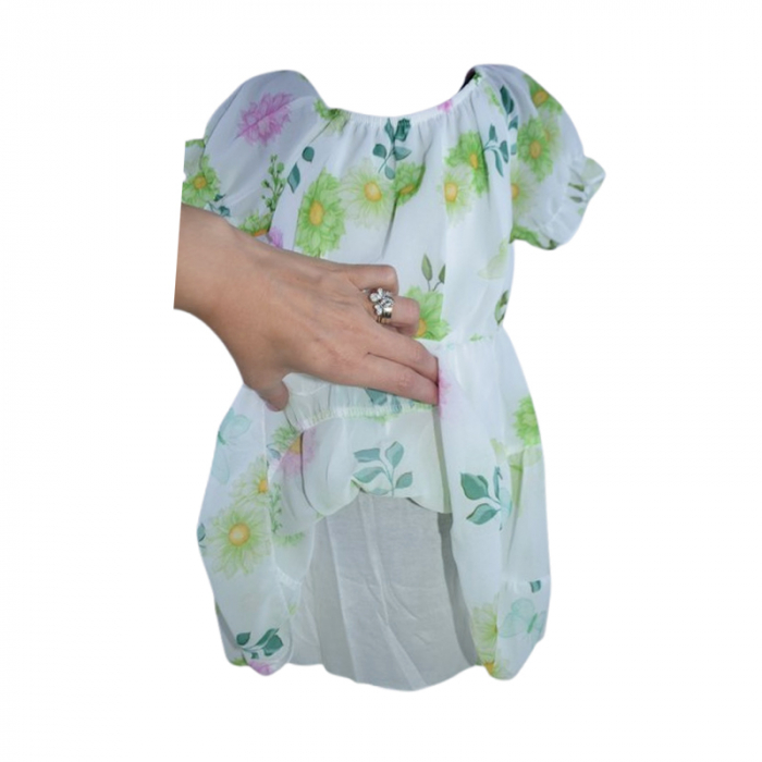 Set rochie, cu imprimeu floral si geanta pentru fete, Lucky, LK133V, Verde [5]