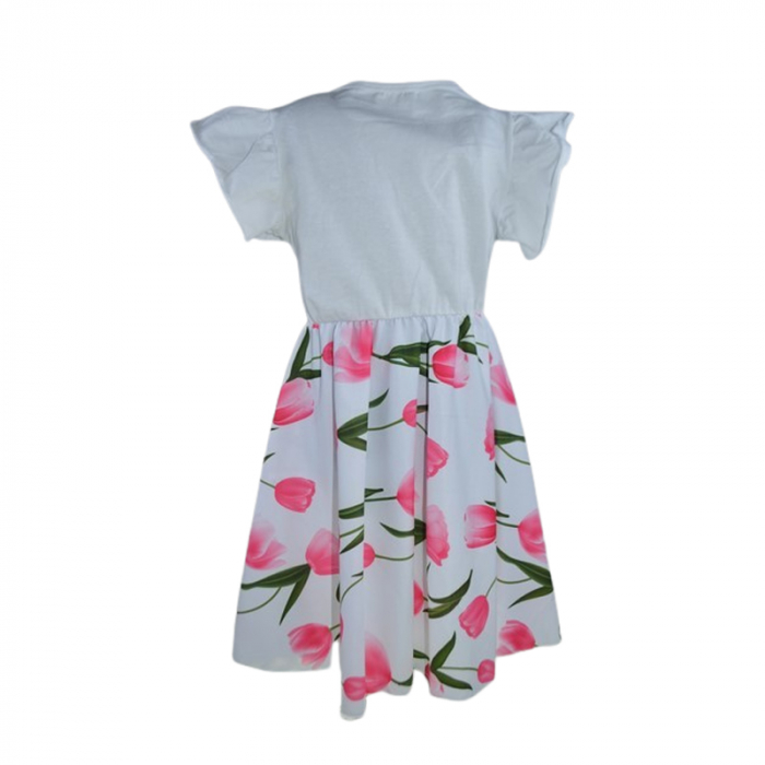 Set rochie, cu imprimeu floral si geanta pentru fete, Lucky, LK7132, Alb [4]