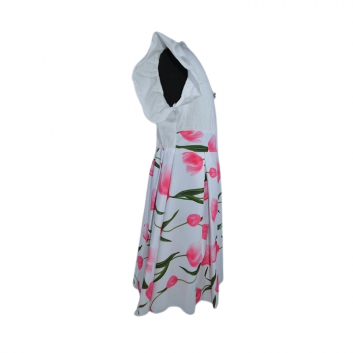 Set rochie, cu imprimeu floral si geanta pentru fete, Lucky, LK7132, Alb [3]