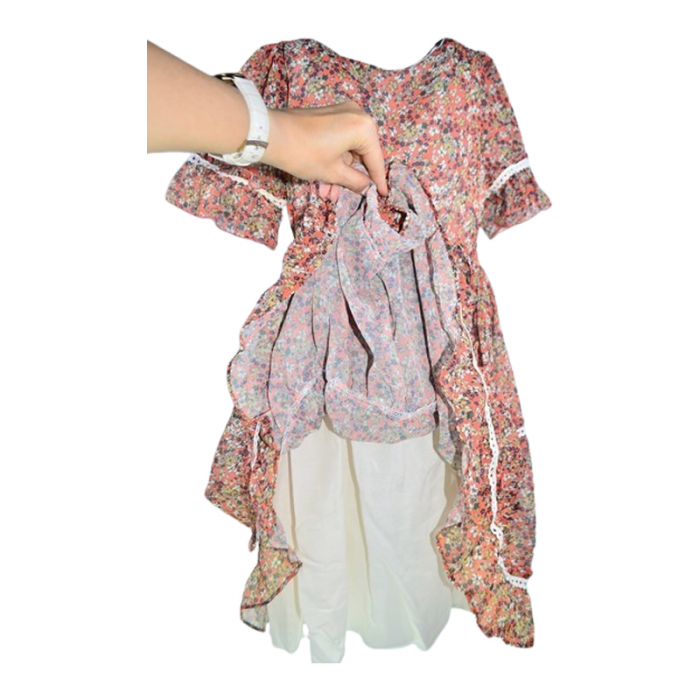 Set rochie cu maneca scurta, cu imprimeu floral si geanta pentru fete, Blueberry's 6629C-2, Coral [8]