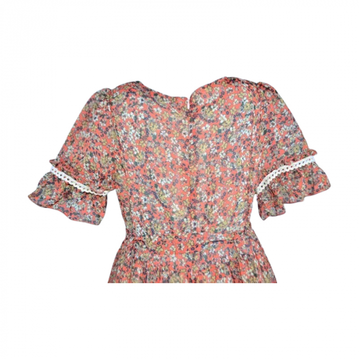 Set rochie cu maneca scurta, cu imprimeu floral si geanta pentru fete, Blueberry's 6629C-2, Coral [7]