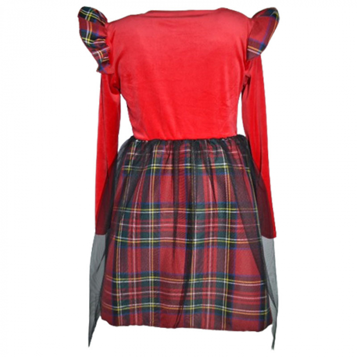 Rochie eleganta din catifea cu maneca lunga si tulle pentru fete Lucky Girl 6779, Rosu [2]